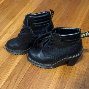 Dr. Martens Black Lace-Up Chunky Heel Ankle Boots